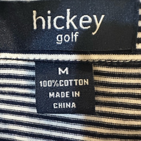 Hickey Men's Navy Striped Polo Shirt Size Medium - Picture 3 of 4